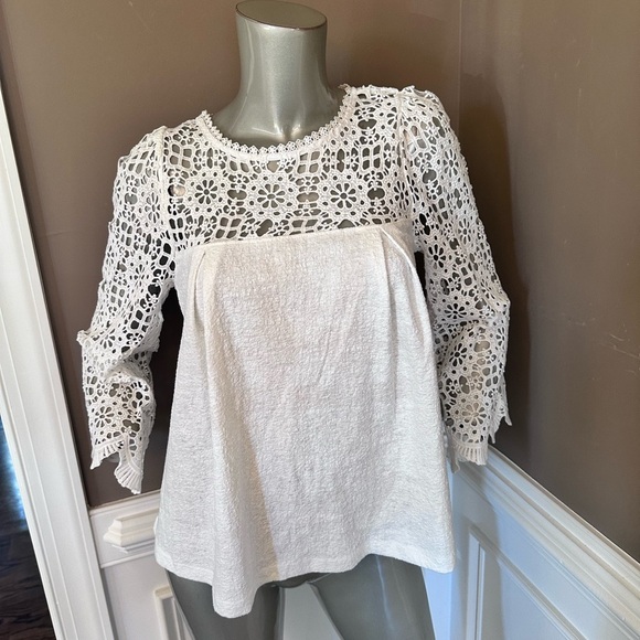 NWT Anthropologie Eri & Ali Lace White Top Sz XS - Picture 2 of 5